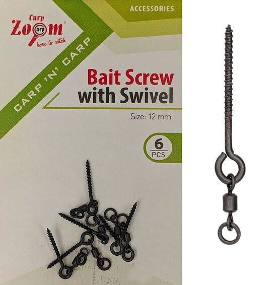 Skrūves CZ Bait Screw with Swivel, 12mm, 6pcs