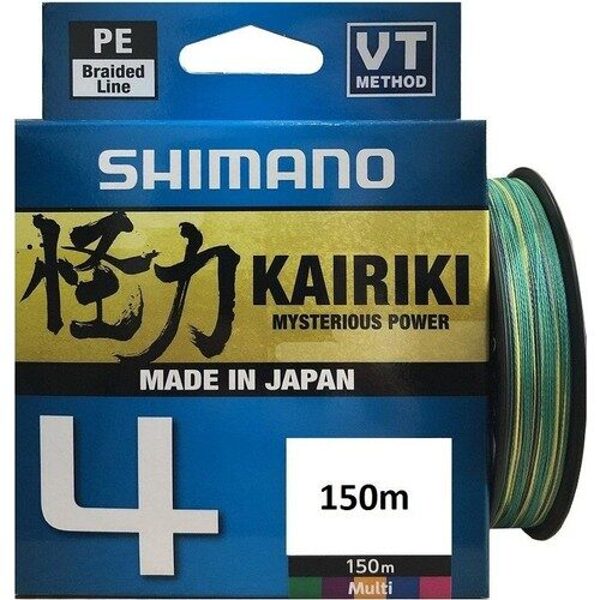 SHIMANO Kairiki 4 - 150m Multi Color, Daudzkrāsaina pītā 4 dzīslu aukla - Dažādi izmēri - IZPĀRDOŠANA