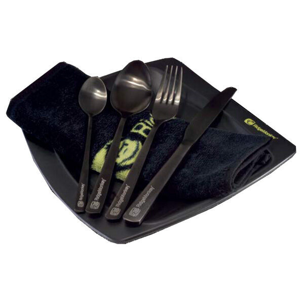 Ridge Monkey SQ DLX Plate Sets, Galda piederumu, šķīvja un dvieļa komplekts - Standarta un Lielais