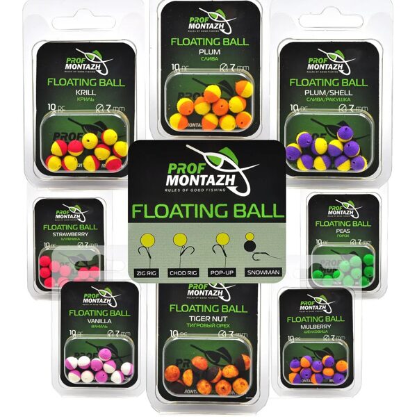 Prof montazh peldošās bumbiņas , Floating Ball / 10 mm un 8 mm / 11 krāsas kombinācijas