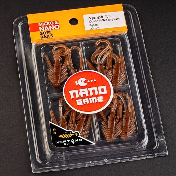 NEPTUNO BAIT Nimfa 1.3" nano jig, nano džiga gumijas visa veida zivju makšķerēšanai 