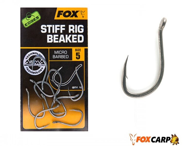 FOX Edges Armapoint Stiff Rig Beaked , Āķis ar izliektu un asu galu, un izliektu aci