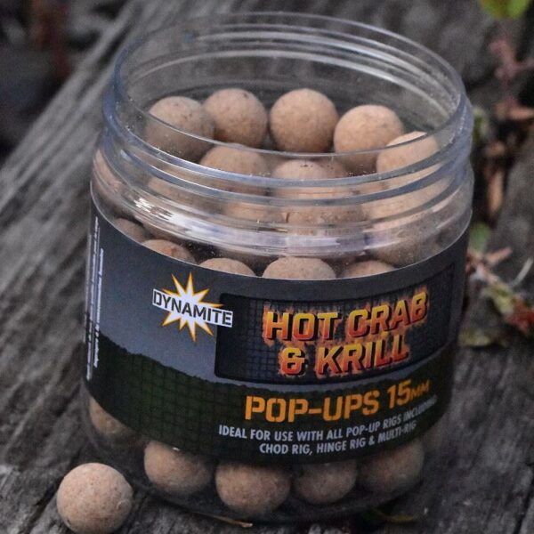 Dynamite 15mm Hot Crab & Krill Foodbait Pop-ups, Asā Krabja un Krila Pop up