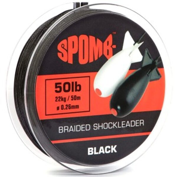 SPOMB Braid 50m 22kg / 50lb BLACK 0.26mm , Melna pītā aukla spod iebarošanai