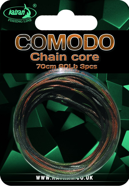 KATRAN COMODO chain core , Camo green black 80LB, 3x70cm pavadiņa ar ķēdes kodolu