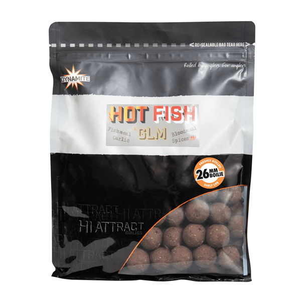 Dynamite baits 26mm Hot Fish & GLM Boilas, Asās boilas ar GLM 1kg