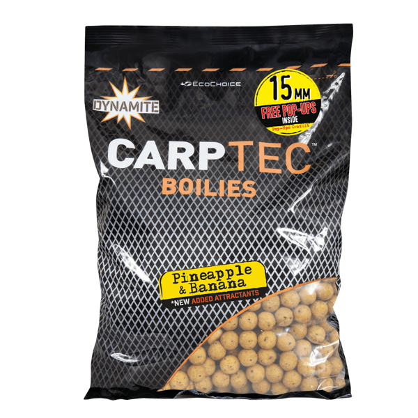 DYNAMITE CarpTec Pineapple & Banana Boilies, Ananāsu un banānu boilas 2kg DĀVANĀ POP UPS