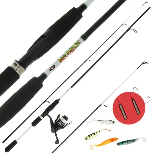 NGT Drop Shot Combo - 7ft, 2pc Rod, Reel and Accessory Set (Carbon) / Karbona Dop shot komplekts (makšķerkāts, spole, svini, gumijas, pavadas, aukla)