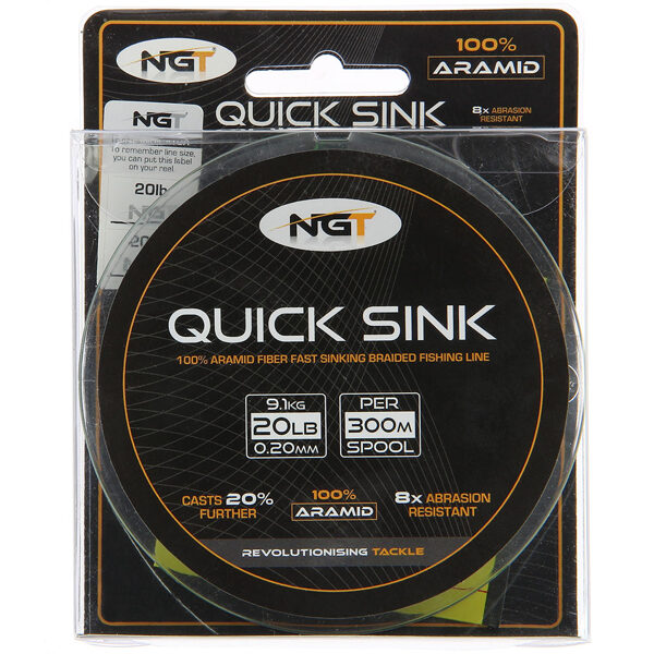 NGT 300m Spool Of ‘Quick Sink’ Moss Green (Pītā grimstošā aukla)