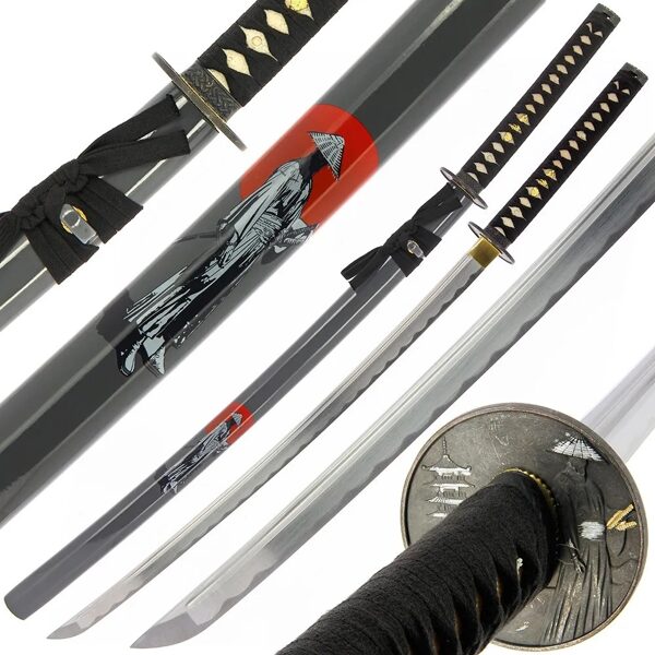 Karotāja dizaina zobens - Roku darinājums + statīvs, Hand Made Sword Set 446 Warrior design