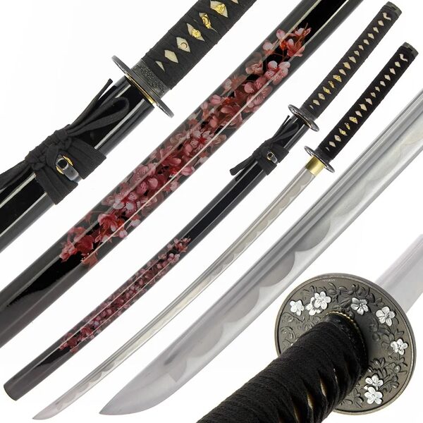 Ziedu dizaina zobens - Roku darinājums + statīvs, Hand Made Sword Set 500 Blossom design