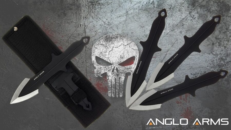 Anglo Arms Throwing Knives 444 - Set of 3 metamie naži Punisher (126gr katrs)