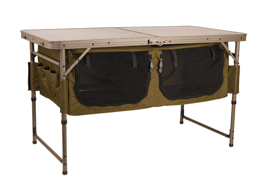FOX Session storage Table, Lielais un kompaktais galds ar papildus plauktiem.
