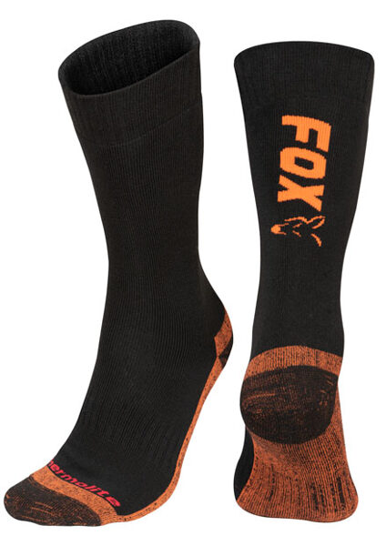 Fox Black / Orange Thermolite long sock, Melni oranžas siltās termo zeķes 40-47 izmērs