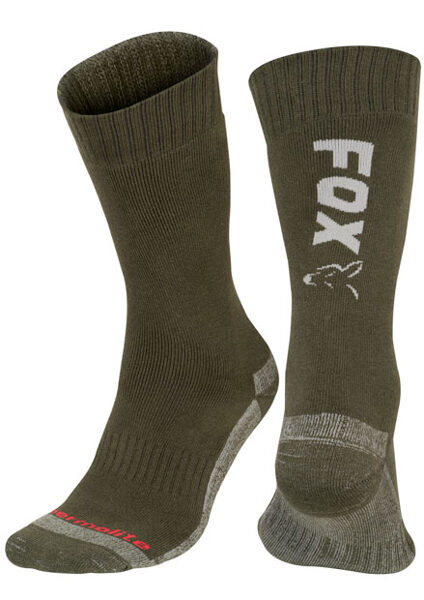 Fox Green / Silver Thermolite long sock, Zaļi sudrabotas siltās termo zeķes 40-47 izmērs