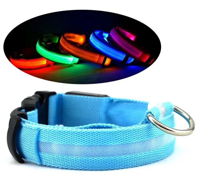 Suņu kakla siksnas ar LED, USB lādējamas - dažādi izmēri un krāsas 