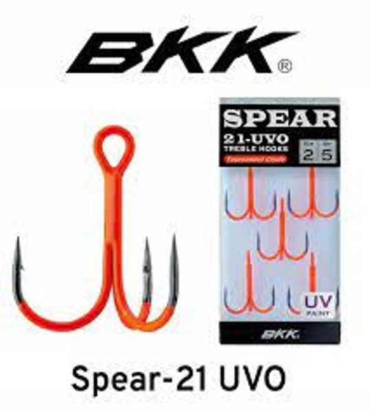 BKK Spear-21 UVO Treble Hooks , Trīsžuburu āķis oranžā fluo krāsā