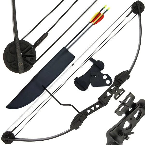 29LB Sonic Block Compound Bow Black, Melns compound tipa loks ar 14kg atvilkšanas spēku + bultas (Youth Compound Bow)