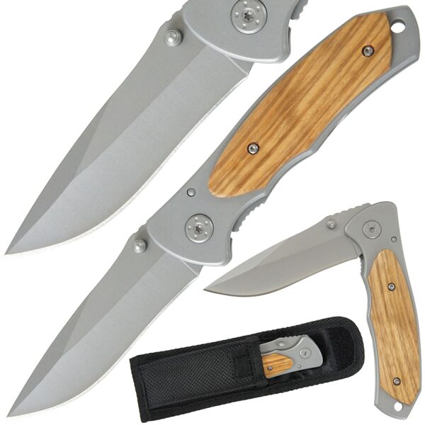 Anglo Arms wooden lock knife, Elegants atveramais slēdzamais nazis koka rokturi + ietvars