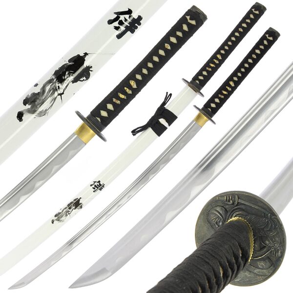 Samuraja dizaina zobens - Roku darinājums + statīvs, Hand Made Sword Set 766