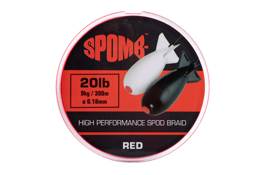 SPOMB Braid 300m 9kg / 20lb RED 0.18mm , Sarkana pītā aukla spod iebarošanai